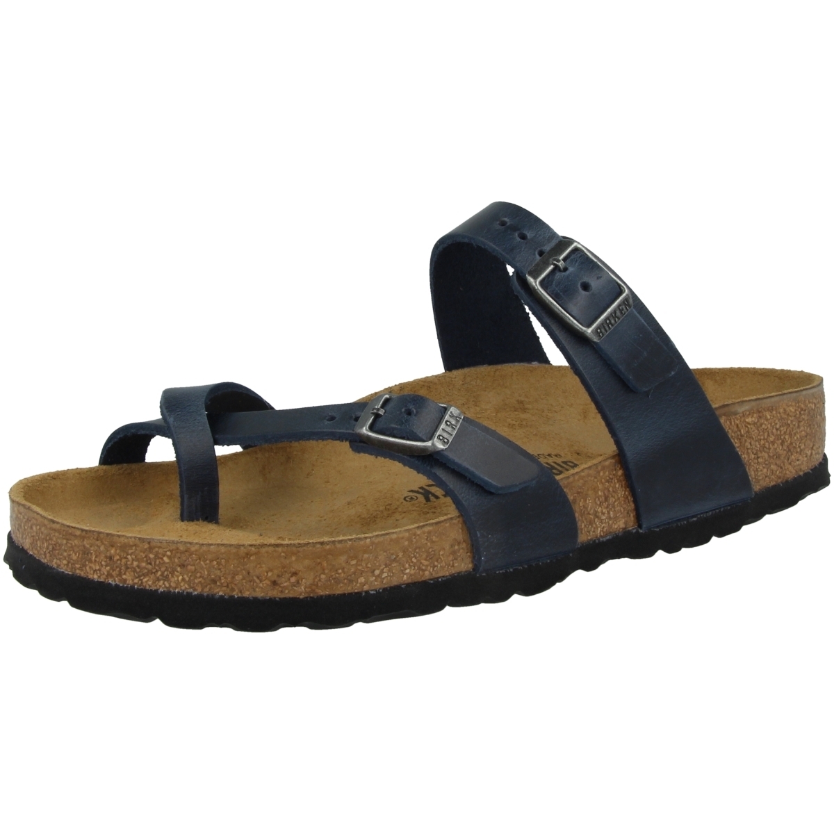 Birkenstock Mayari geöltes Nubukleder schmal Sandale blau