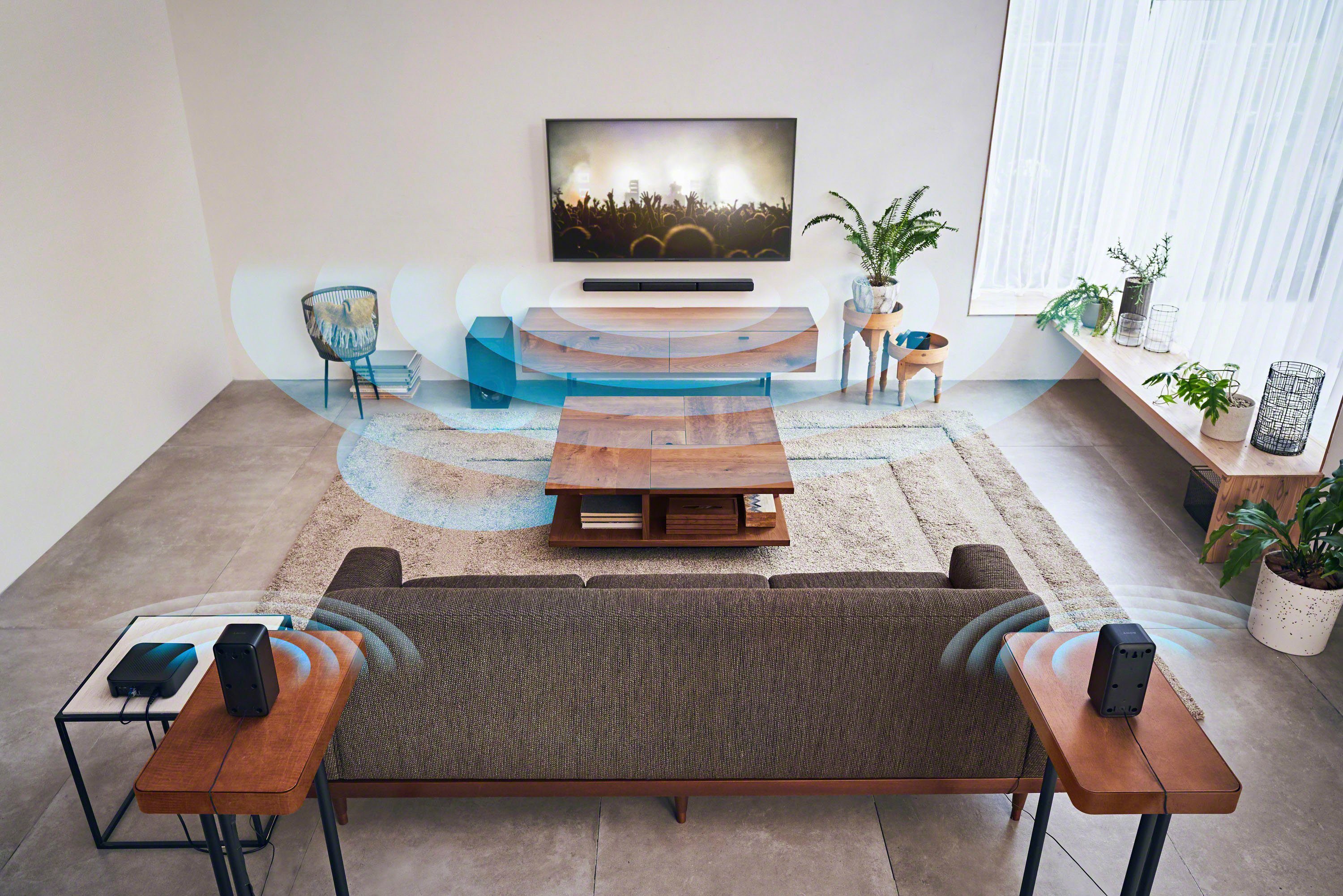 Sony HT-S40R Kanal- 5.1 Soundbar (Bluetooth, 600 W, inkl. kabelgebundenem Subwoofer, kabellosen Rear-Lautsprechern)
