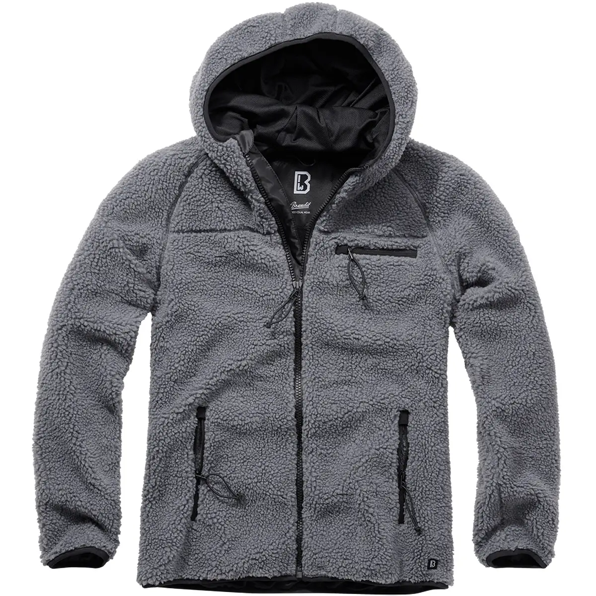 Teddyfleece Worker Jacke mit Kapuze anthrazit