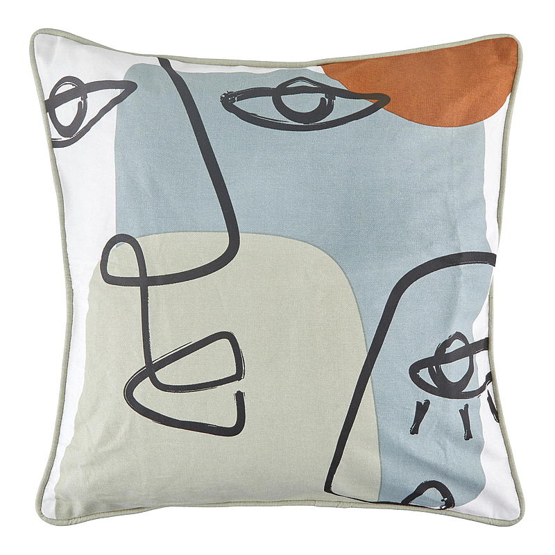 Home Putetrekk 45x45 cm bomull print ansikt