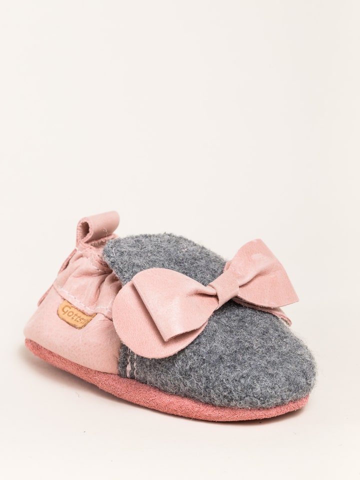 Gottstein Krabbelschuhe Bow in grau günstig kaufen
