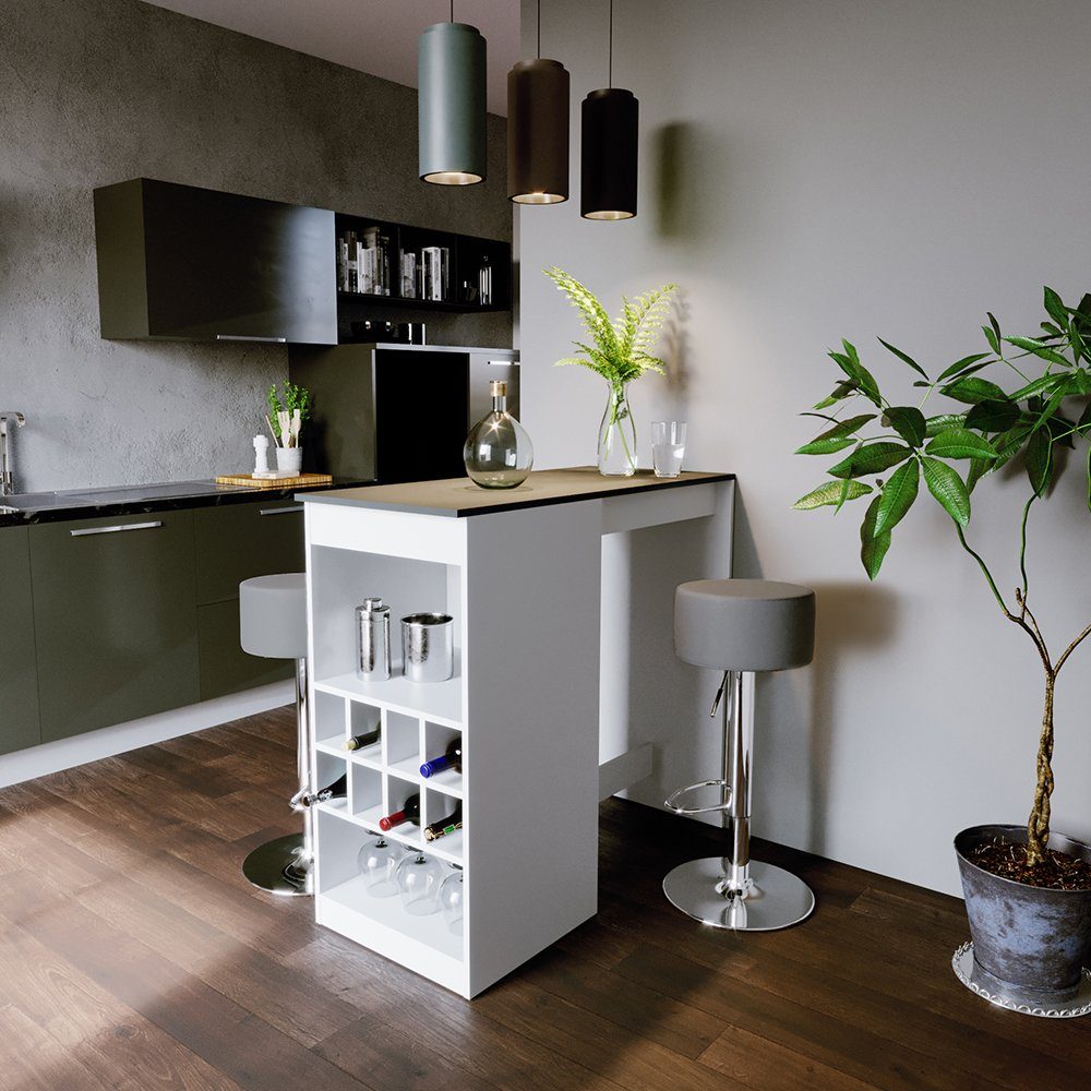 Vicco Bartisch Bartresen Stehtisch Tresentisch ROSS Weiß Anthrazit inkl. Hocker