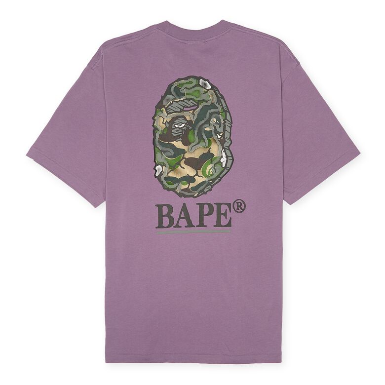 A Bathing Ape Camo Stone Ape Head Tee purple