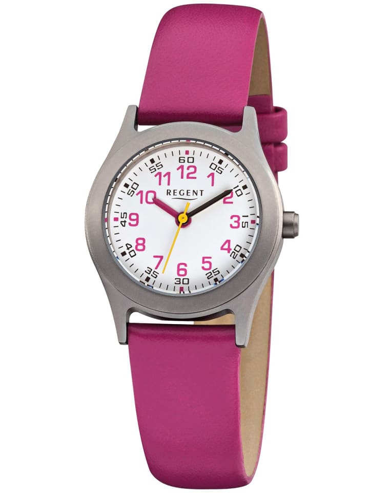 Regent Kinderuhr für Mädchen Titan Ø 26 mm Weiß / Pink / Silber günstig kaufen onesize