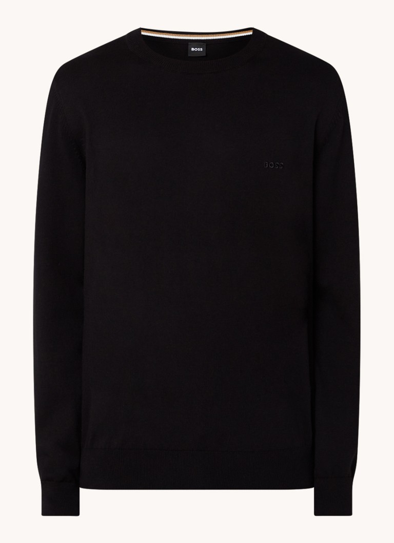 HUGO BOSS Pacas fine knit pullover with logo embroidery