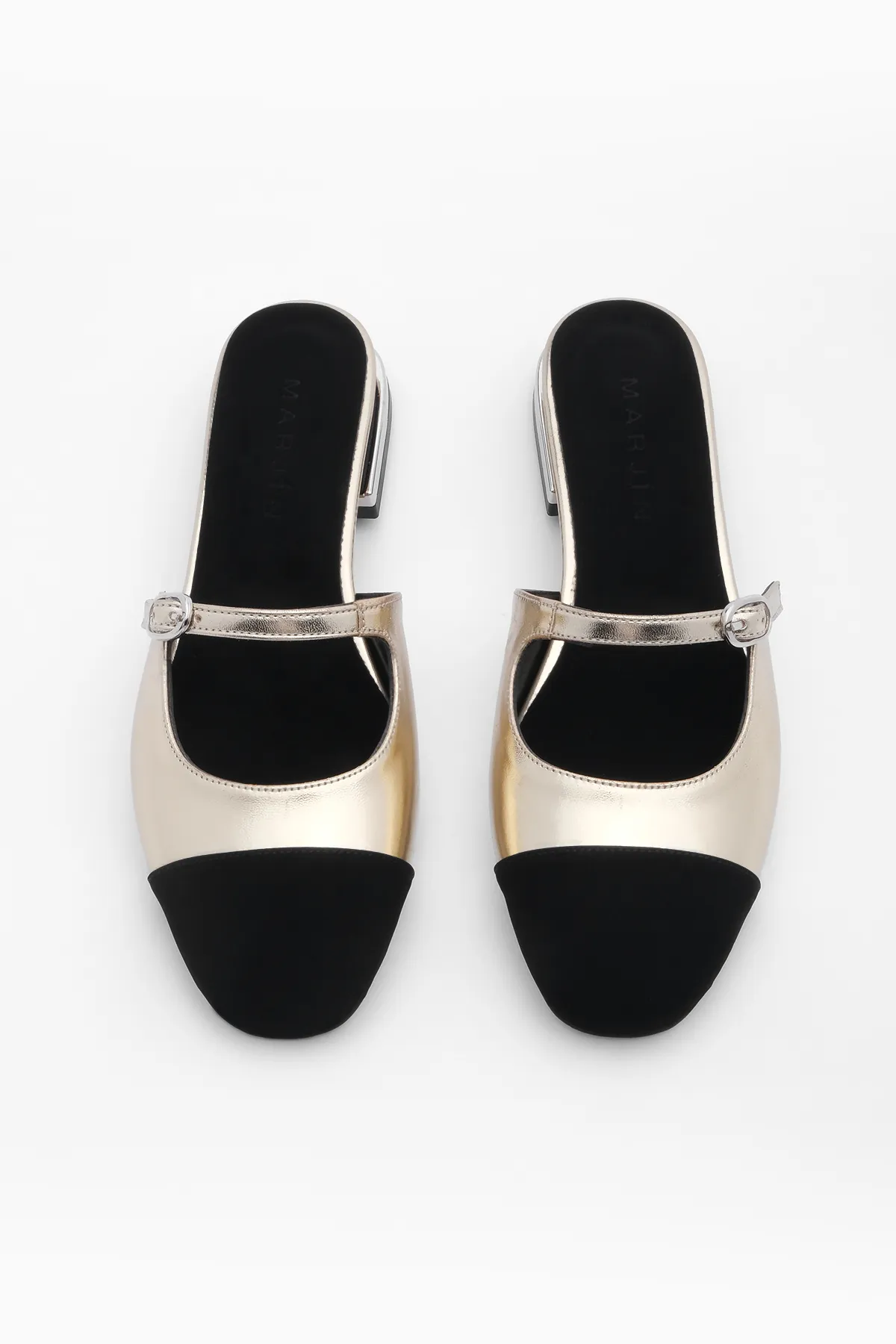 Marjin  Damen-Hausschuhe mit geschlossener Vorderseite und Blockabsatz Mary Jane Tosya Gold