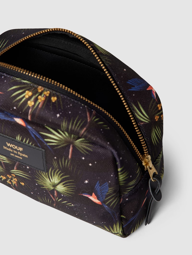 Kosmetiktasche mit Allover-Muster Modell 'Paradise' in marineblau