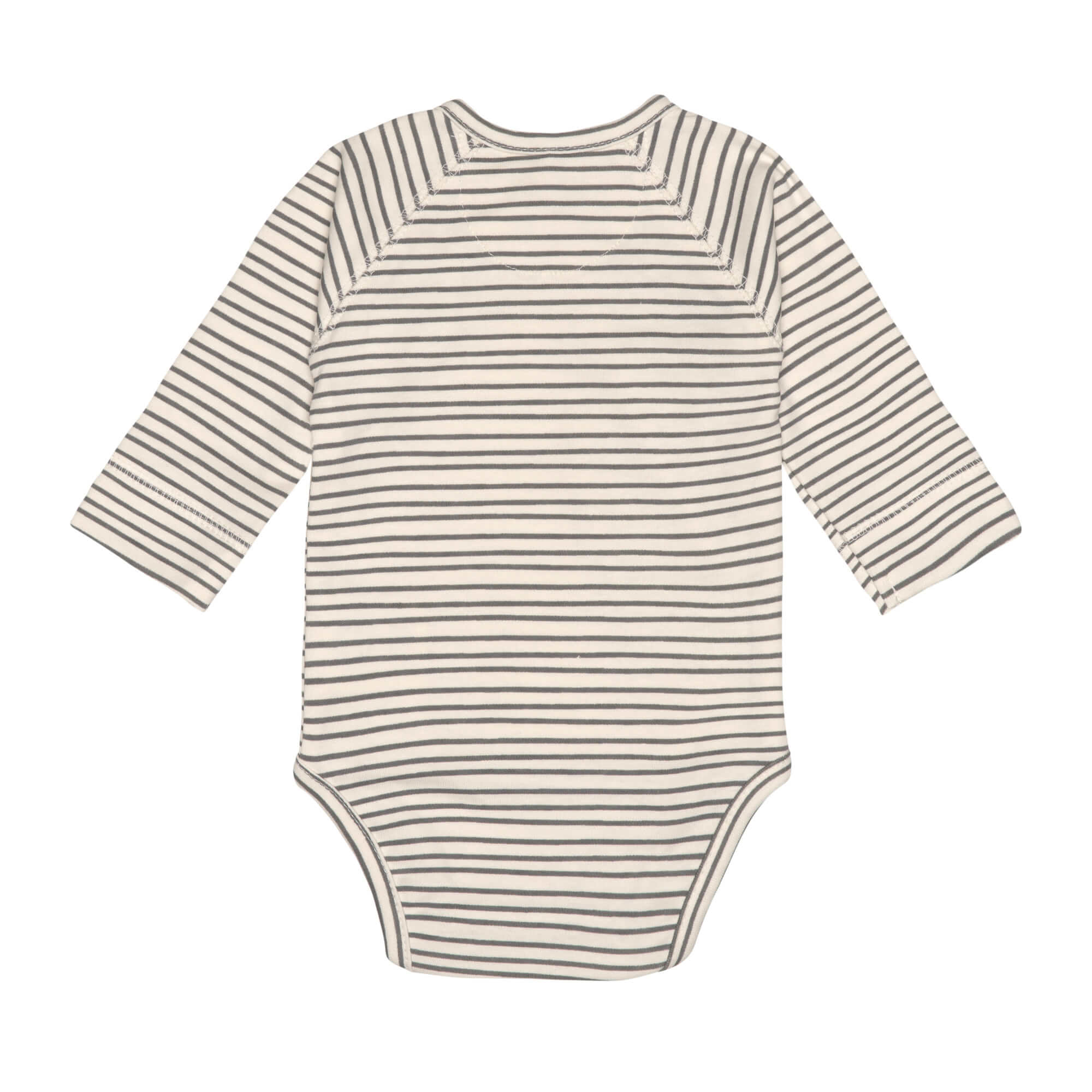 Baby Wickelbody langarm - Bio Baumwolle, Streifen, Grau