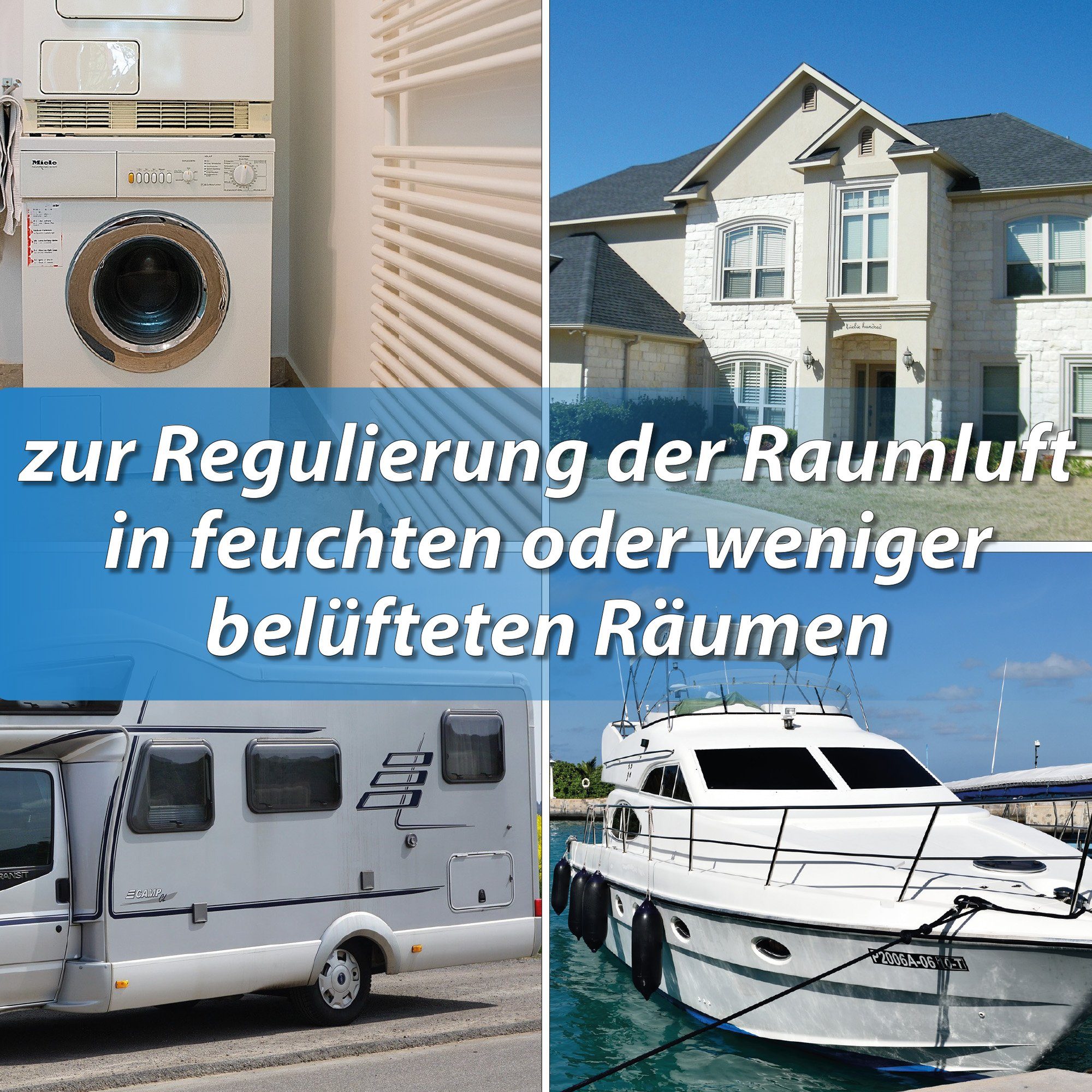 Bestlivings Luftentfeuchter Raumentfeuchter mit Ausgießfunktion, für 55 m³ Räume, Tank 0,50 l, Raumentfeuchter inkl. Granulat - Entfeuchter wiederverwendbar