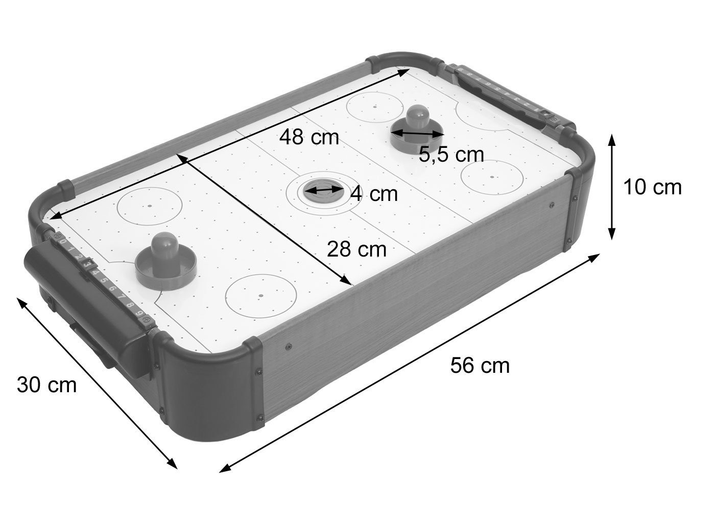 MCW Air-Hockeytisch MCW-J10, Handgriffe mit Filzunterlage, Gebläsemotor für den Luftstrom