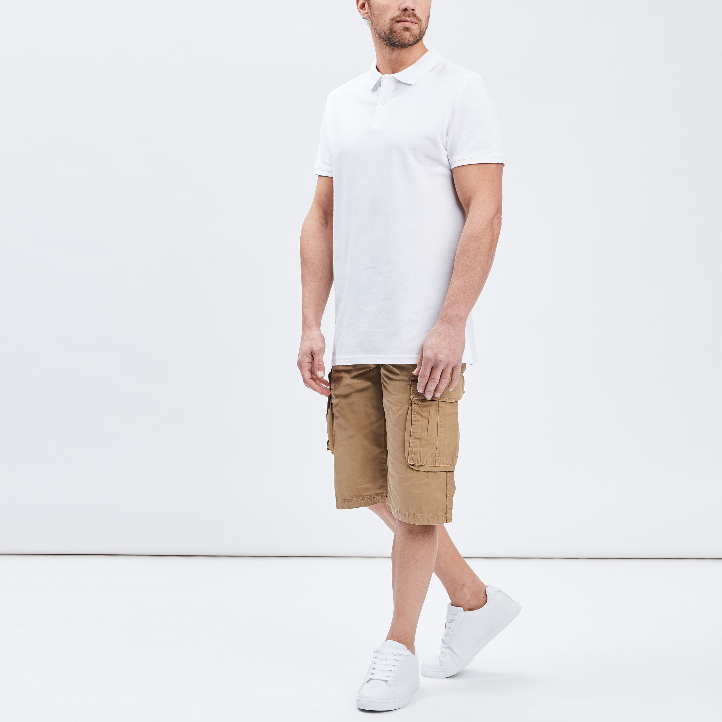 Polo en coton manches courtes blanc homme | La Halle