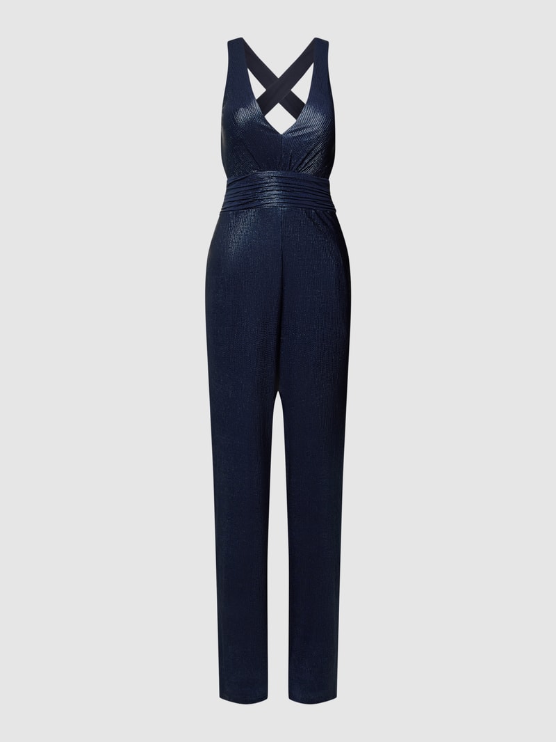 Jumpsuit mit Effektgarn in marineblau