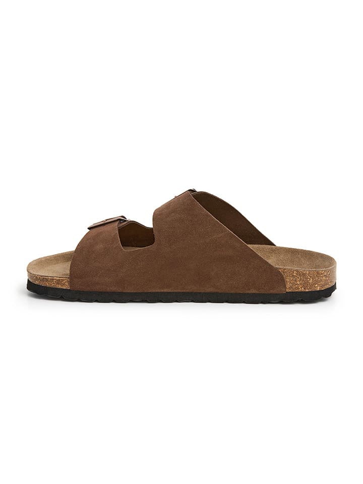 SABOKETS Leder-Pantoletten in Braun günstig kaufen