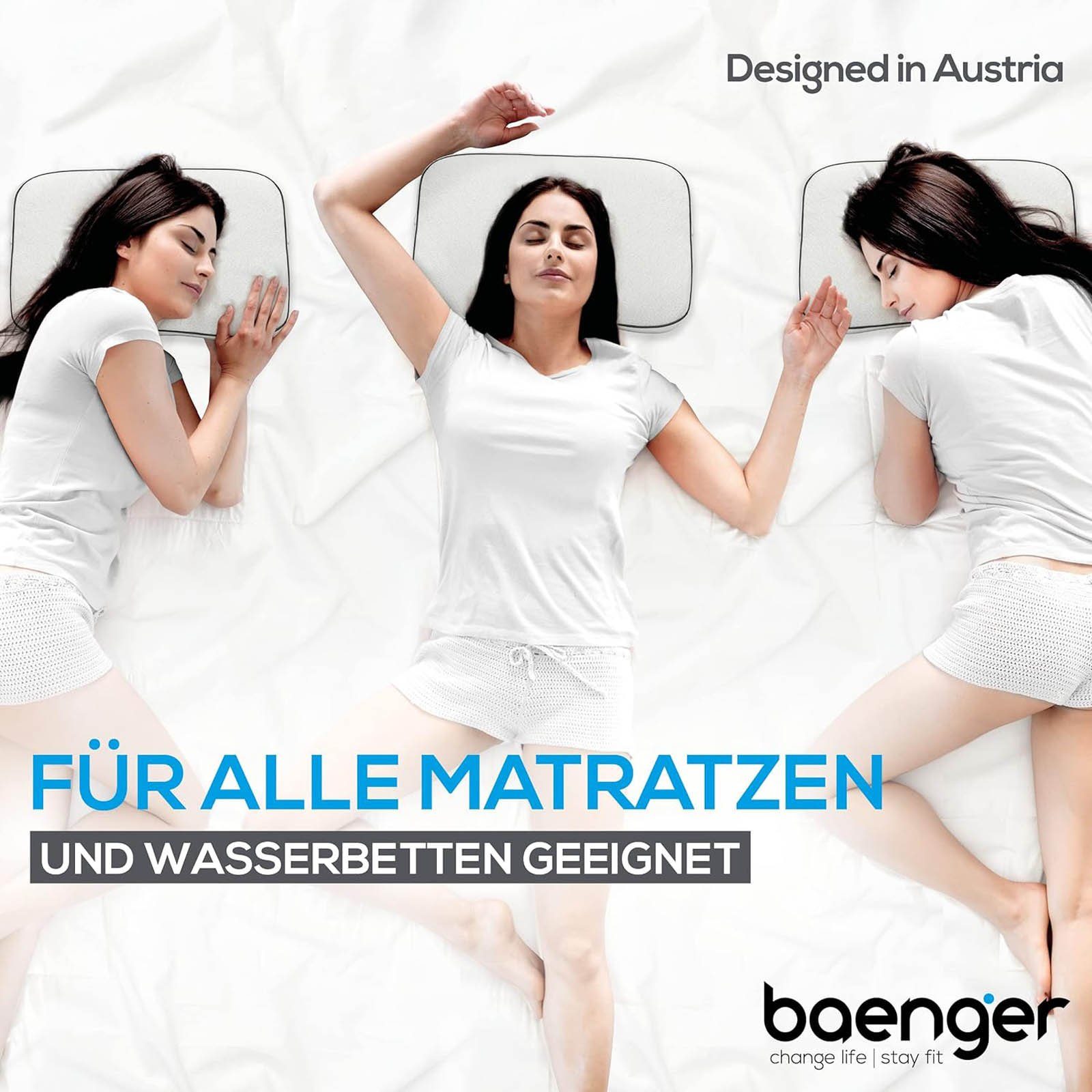 baenger Nackenkissen Ergonomisches Nacken Kissen Kopfkissen Schlafkissen Reisekissen, Memory Schaum 50 x 30 cm inkl. Bezug und Tragetasche