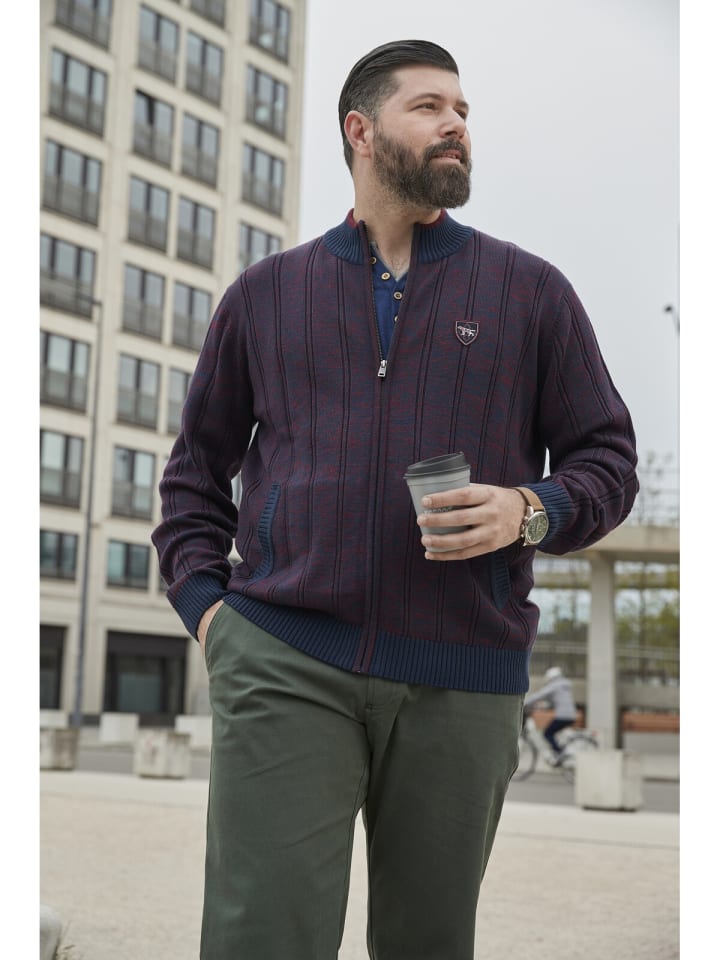 Charles Colby Strickjacke DUKE HAGANSON in dunkelrot melange günstig kaufen