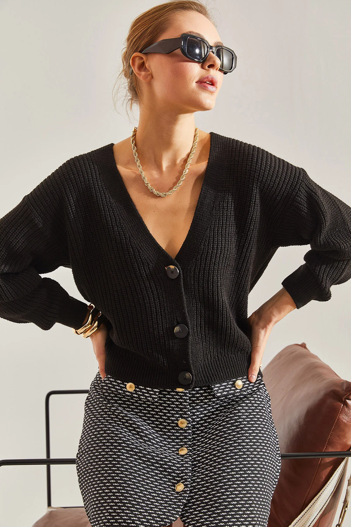 Bianco Lucci  Geknöpfter Strick-Cardigan für Damen