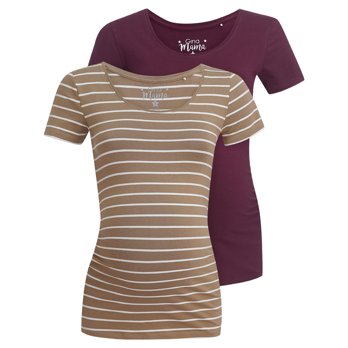 2 Damen Umstands-T-Shirts mit Raffung
