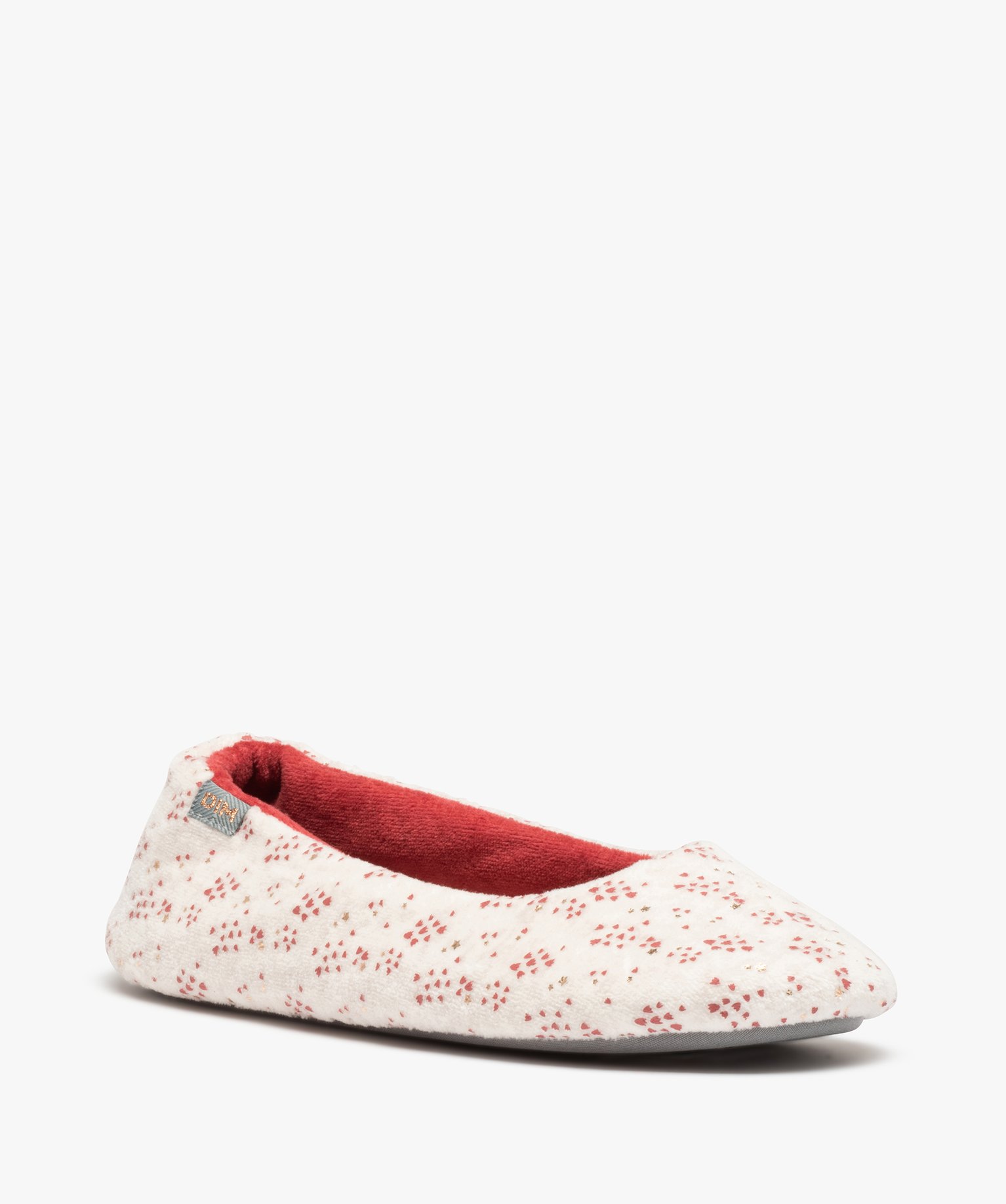Pantoufles femme ballerines en velours imprimé - Dim beige | GEMO