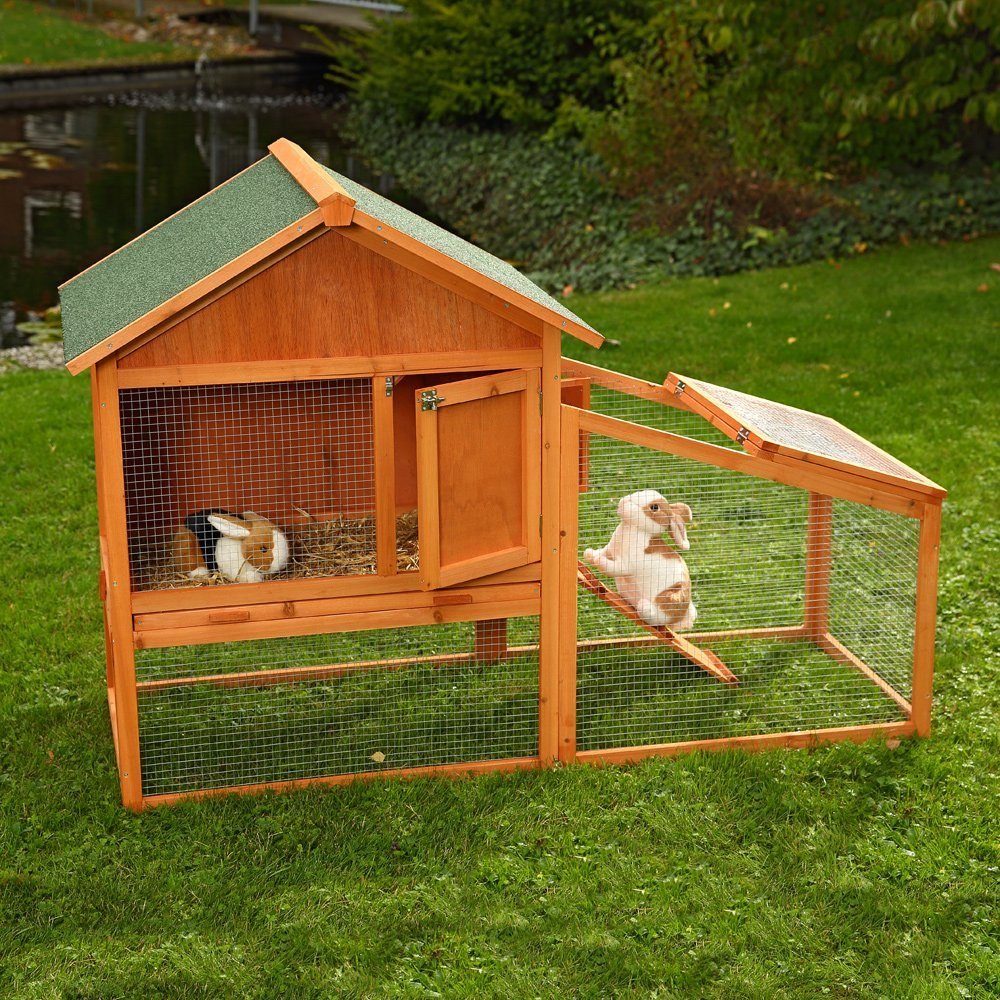 Melko Kleintierstall Kaninchenstall Hasenstall Kleintierstall Holz Braun Hasenkäfig Kaninchenkäfig Freigehege XXL Hühnerstall Hamster, Wetterfest