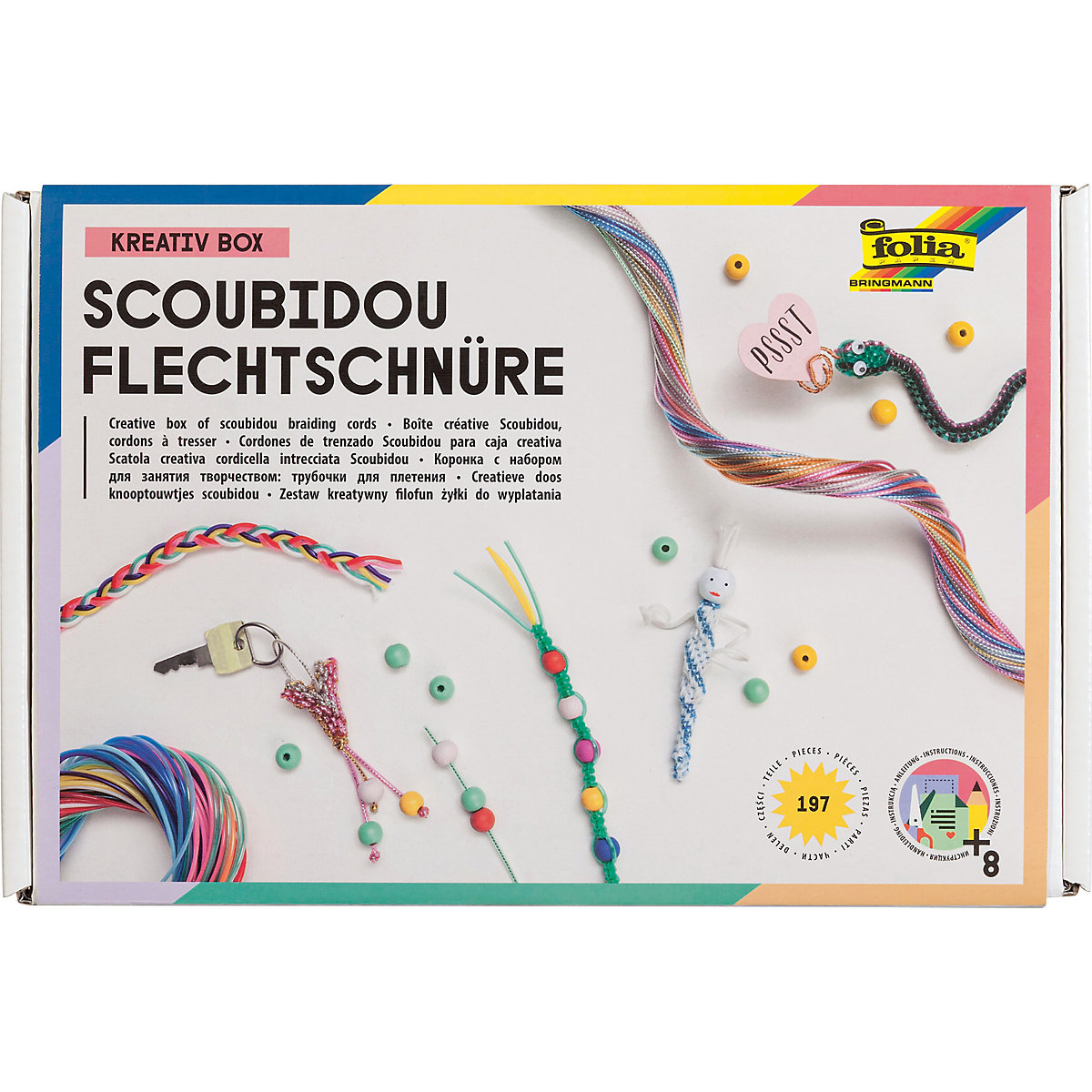 Flechtschnüre Bastelset Scoubidou, 197 Teile