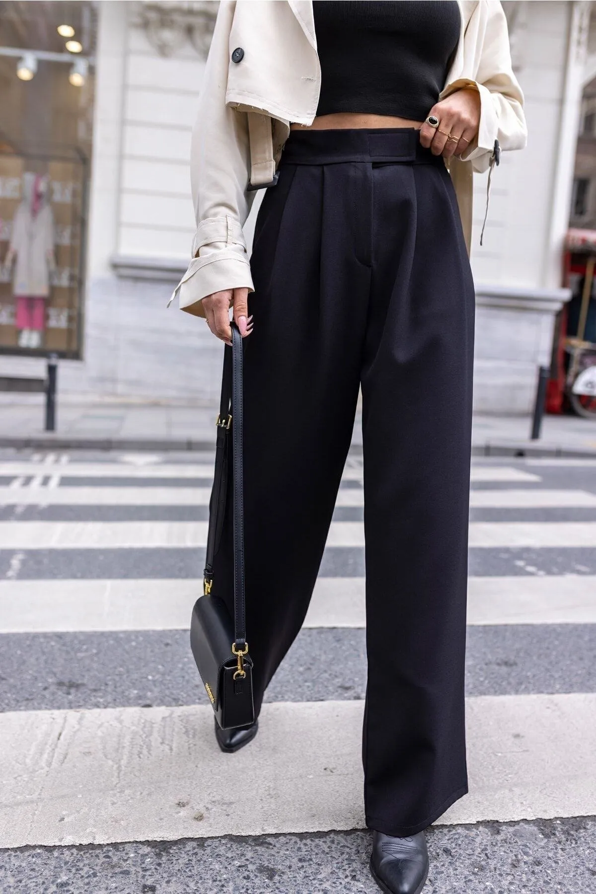 NEDE MODACIN  Hose - Schwarz - Wide Leg