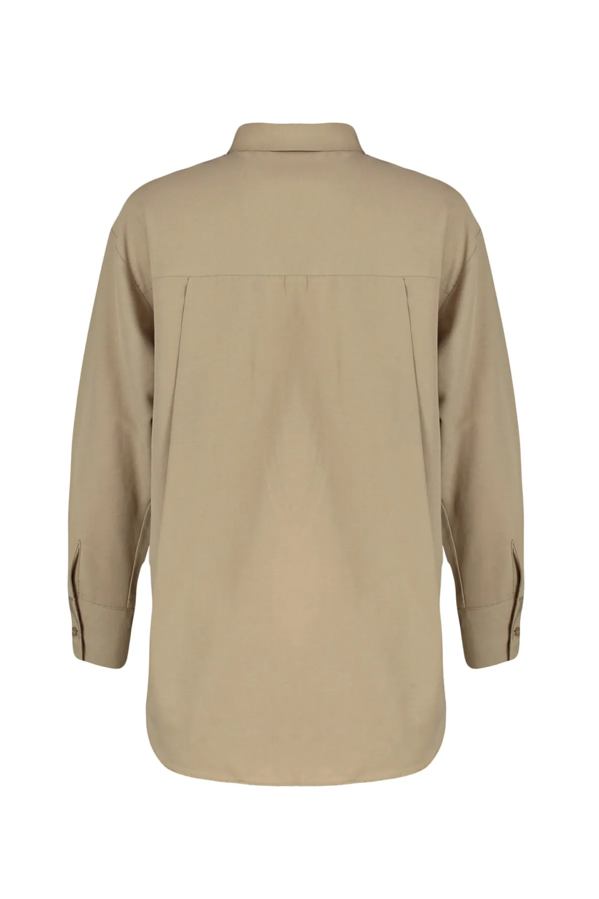 Trendyol Collection  Nerzfarbenes Boyfriend-Hemd mit weitem Schnitt und gewebter Baumwolle TWOAW20GO0115