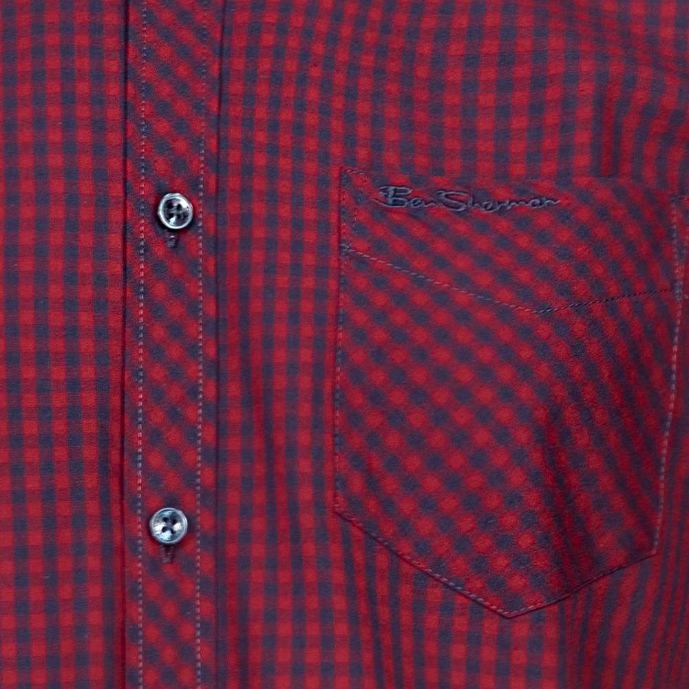 BEN SHERMAN Signature Herren Langarm Hemd 0076262-DARK RED