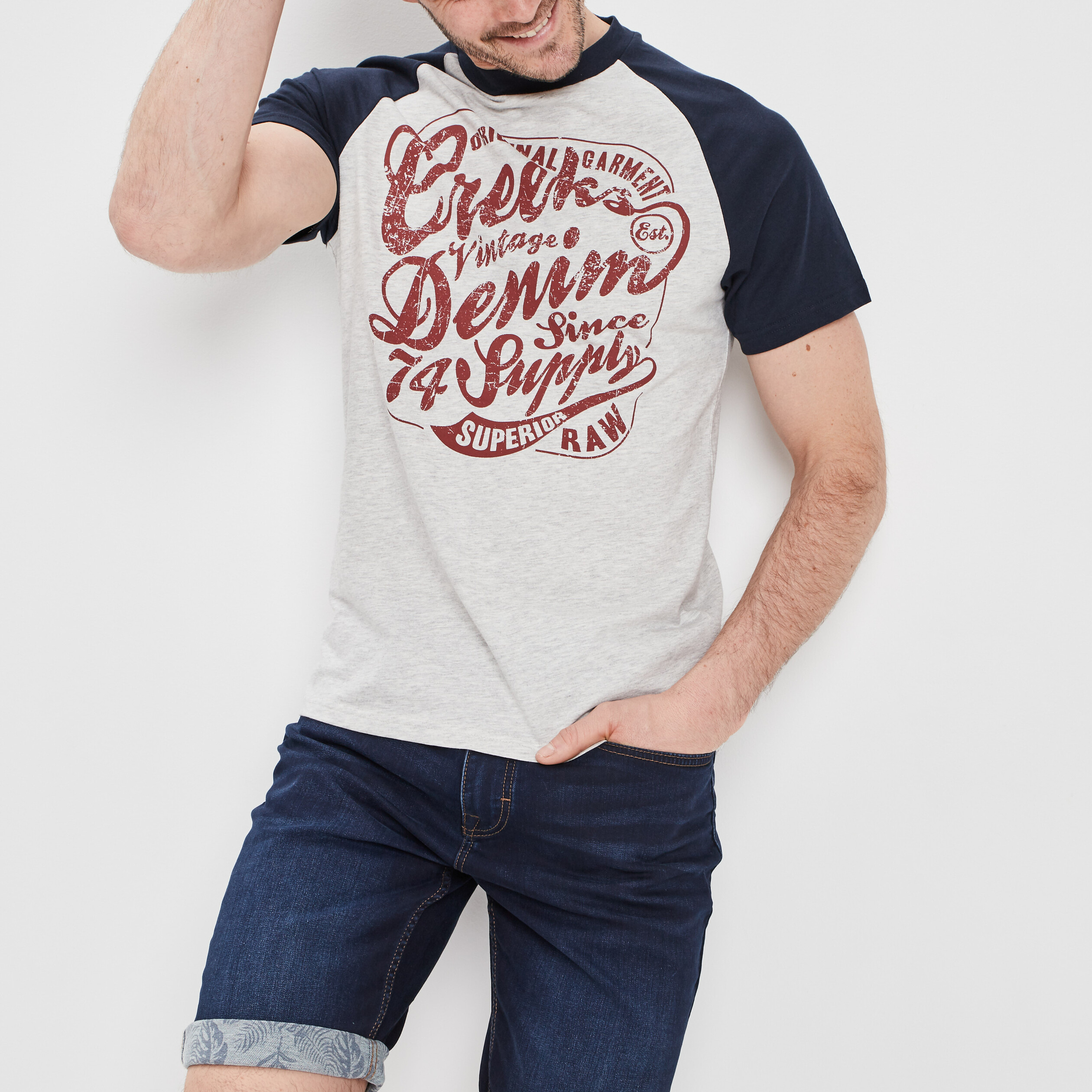 T-shirt manches courtes Creeks ivoire homme | La Halle