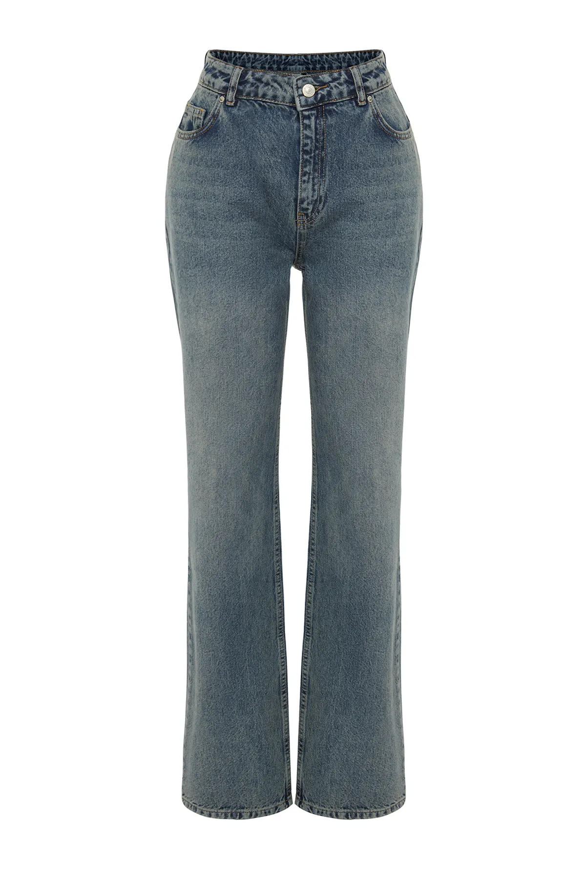 Trendyol Collection  Blaue Jeans mit niedriger Taille und weitem Bein TWOSS24JE00033