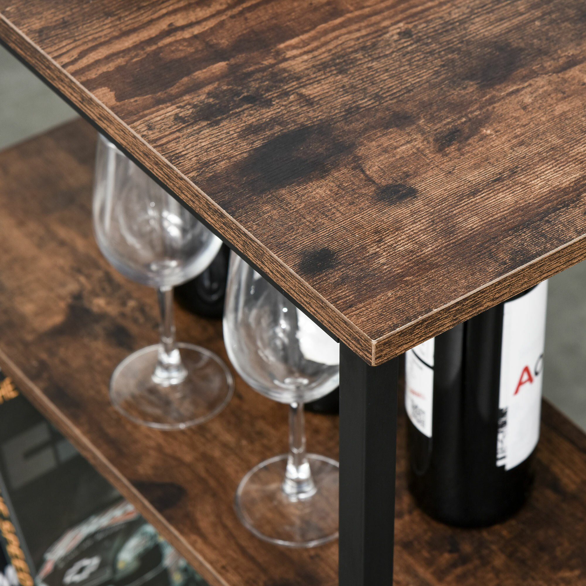 HOMCOM Bargruppe Bartisch-Set mit 2 Barhockern
