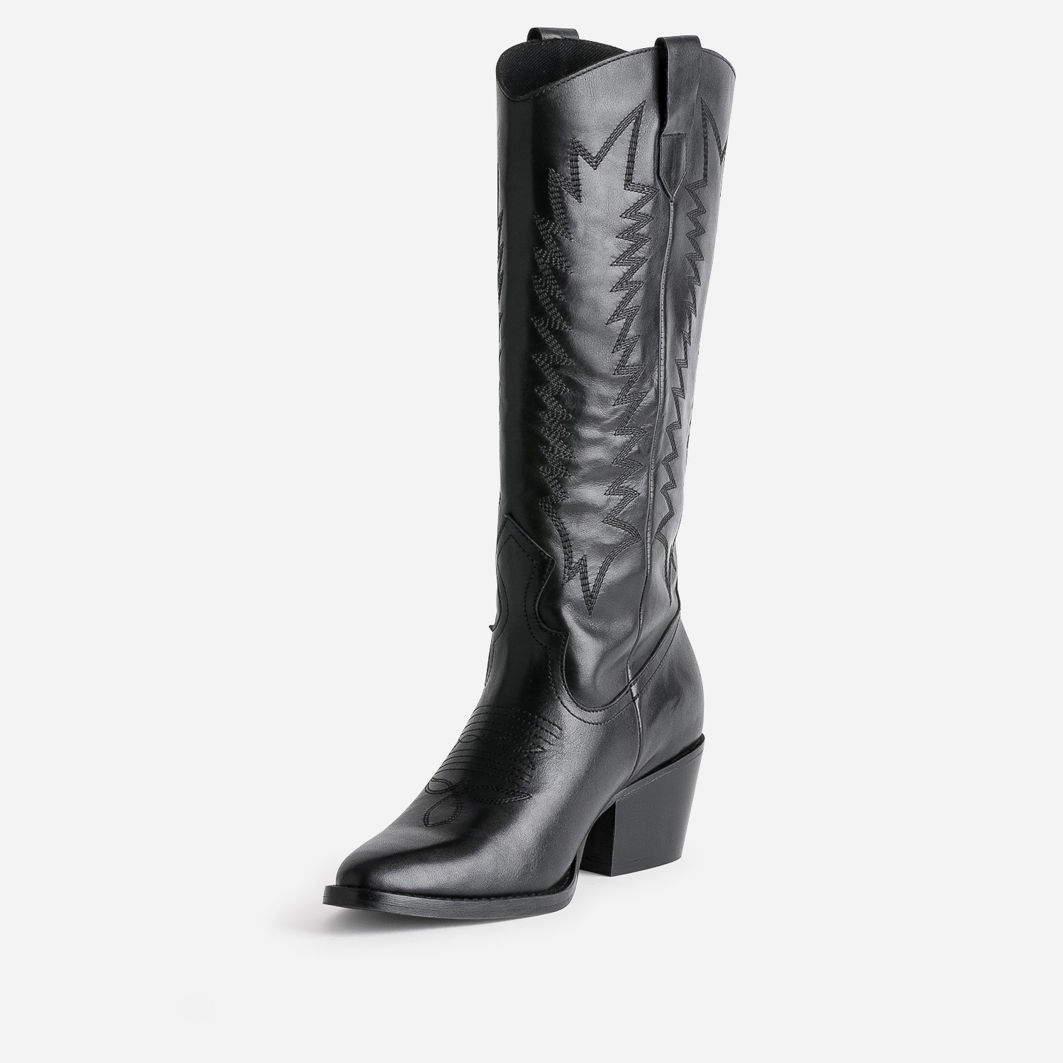Botte noire cuir éco-conçue esprit santiag