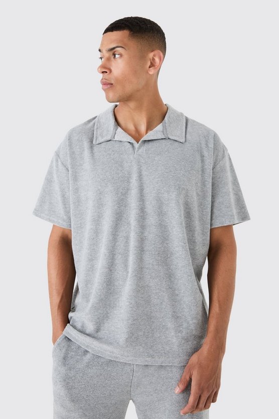 Oversize Frottee-Poloshirt