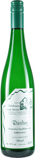 2022 Riesling- Qualitätswein halbtrocken - Weinhaus Klaus Arens, Inh. Ute Arens