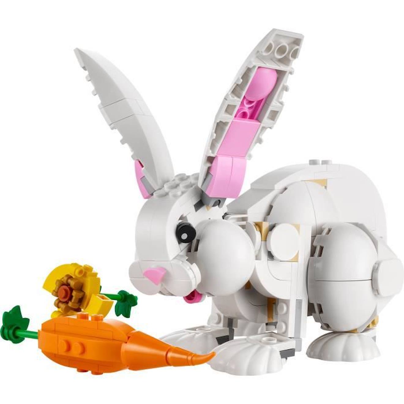 LEGO Creator 3-en-1 31133 Le Lapin Blanc, avec des Figurines Animaux Poissons, Phoques et Perroquets blanc