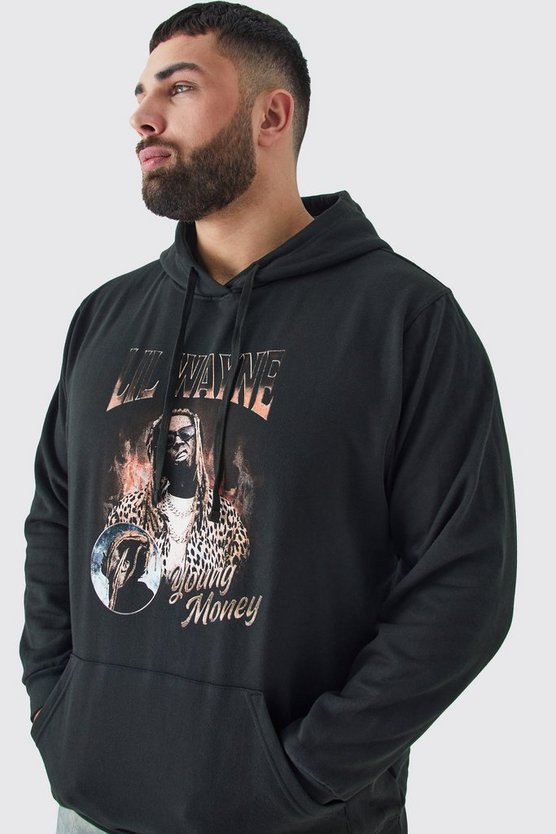 Plus Hoodie mit Lil Wayne Young Money Print