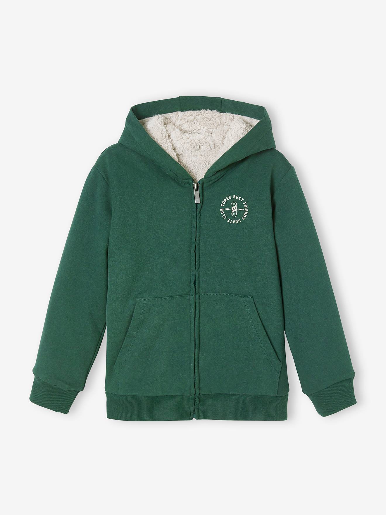 Sweat zippé doublé sherpa garçon encre