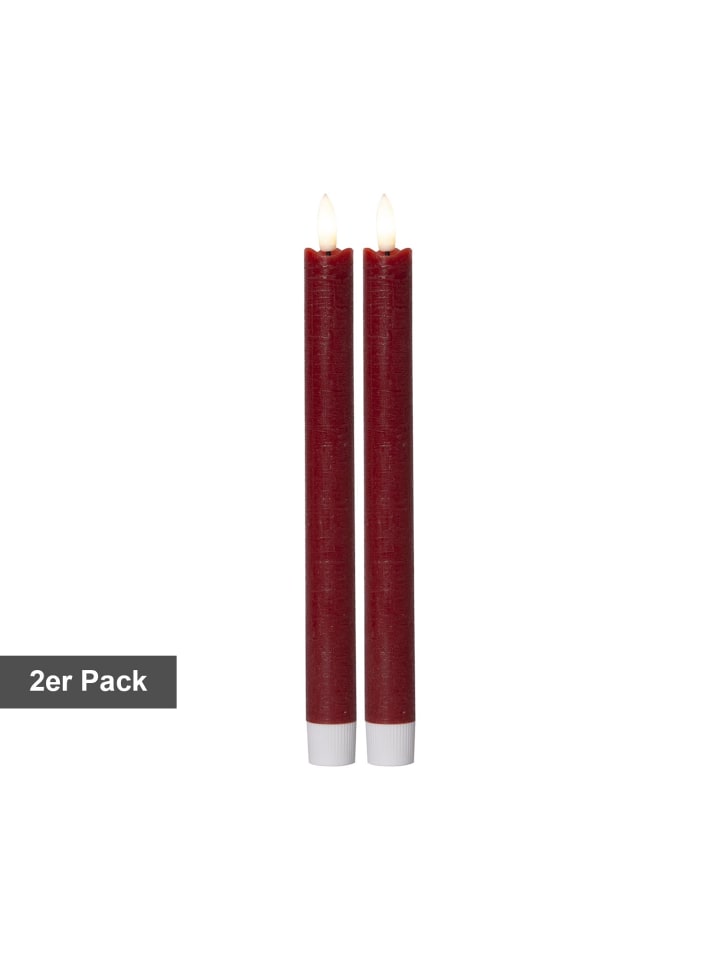 STAR Trading Kerzen-Set Flamme, 2 Stück, Wachs, Dunkelrot, Antik-Design, LED, Timer günstig kaufen onesize
