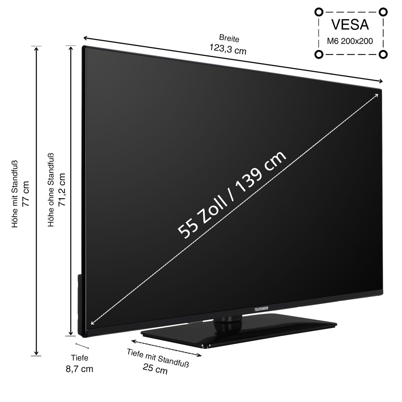 Telefunken TELEFUNKEN D55U750X2CWI Fernseher 55 Zoll Android Smart TV (4K UHD, HDR Dolby Vision, Dolby Atmos)