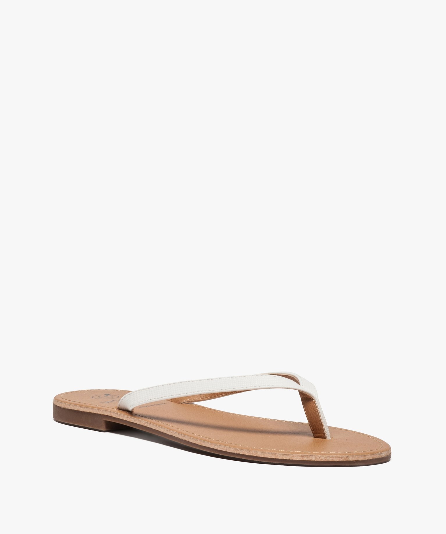 Tongs femme à petit talon plat et lanières fines blanc | GEMO