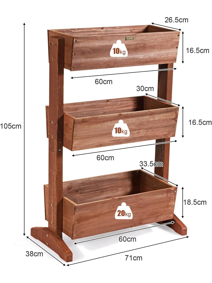 COSTWAY 3 Etage Hochbeet neigbar in Braun günstig kaufen onesize