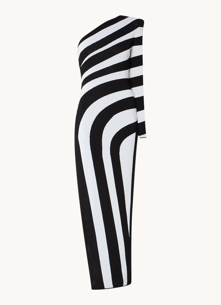 Abito lungo asimmetrico a righe Balmain