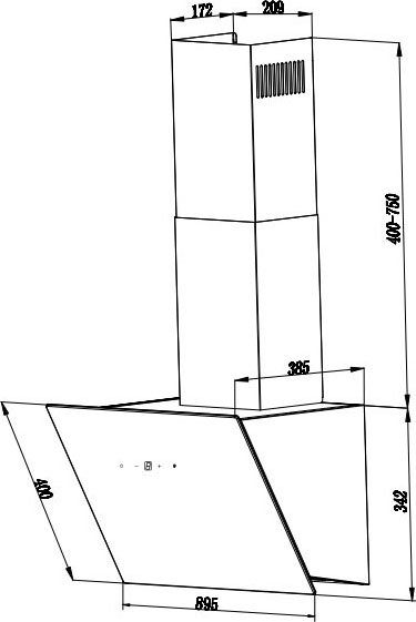 RESPEKTA Kopffreihaube CH 24090 SAM, 90 cm, 3 Leistungsstufen, LED-Beleuchtung, Ab- und Umluftfähig