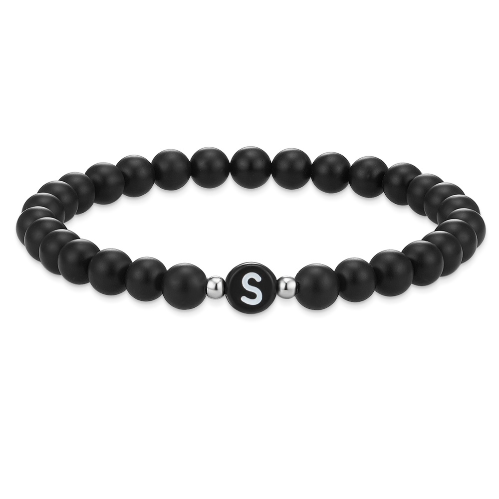EASTSIDE Bracelet en pierres précieuses Lettres Agate en Noir Bracelet