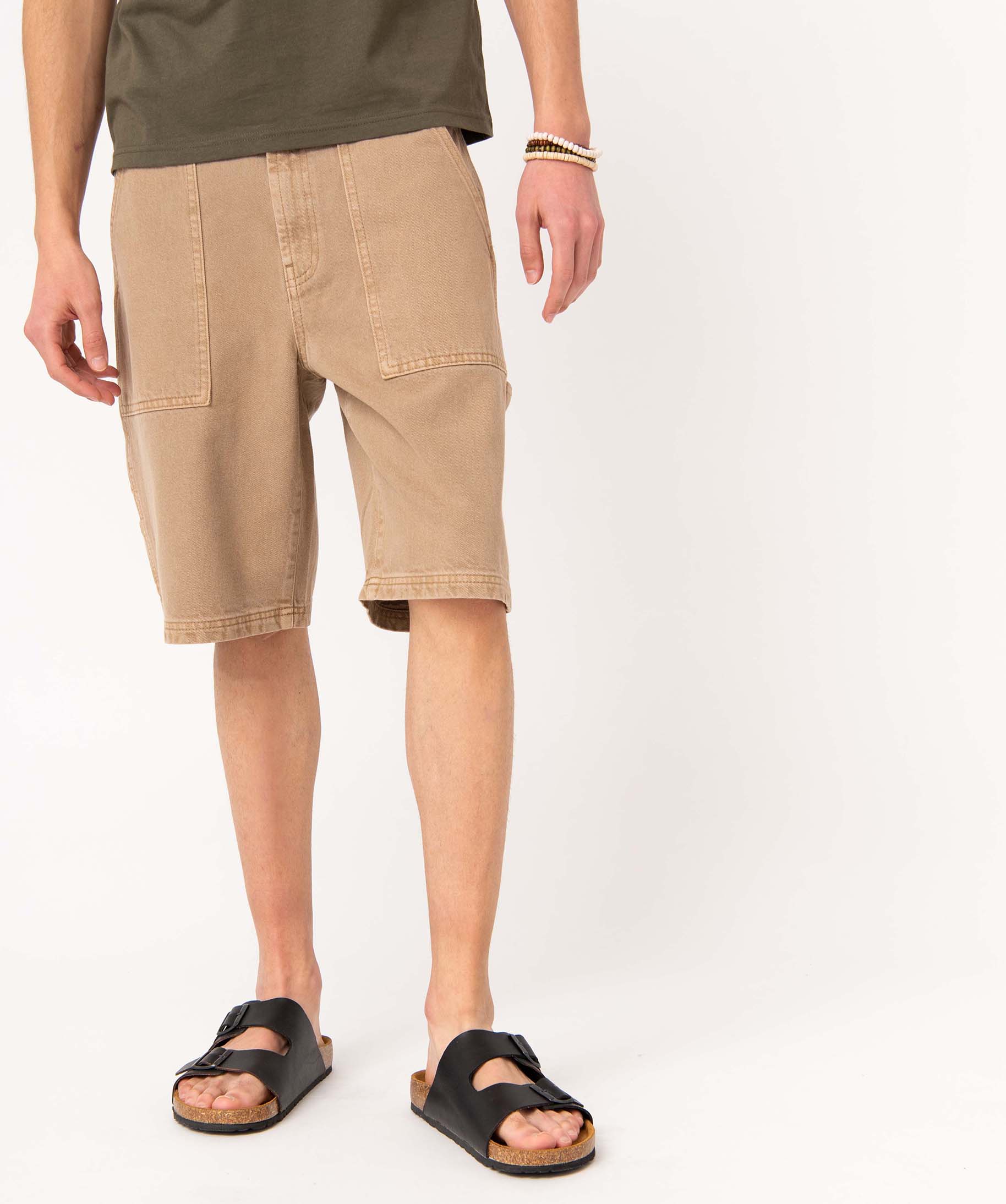 Bermuda homme style charpentier à grandes poches plaquées beige clair | GEMO