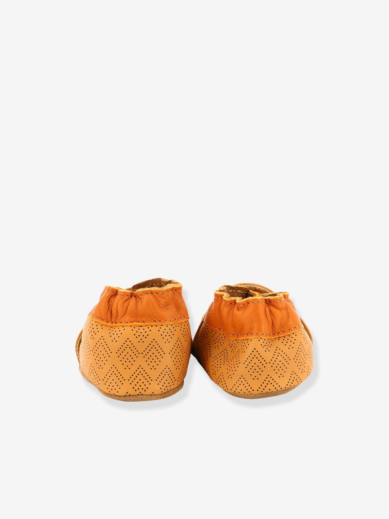 Chaussons cuir souple bébé Grooar ROBEEZ© camel