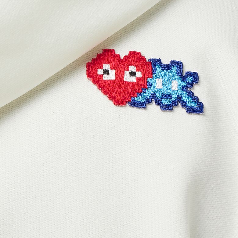 Comme des Garcons Play x The Artist Invader Hooded Zip Sweatshirt white