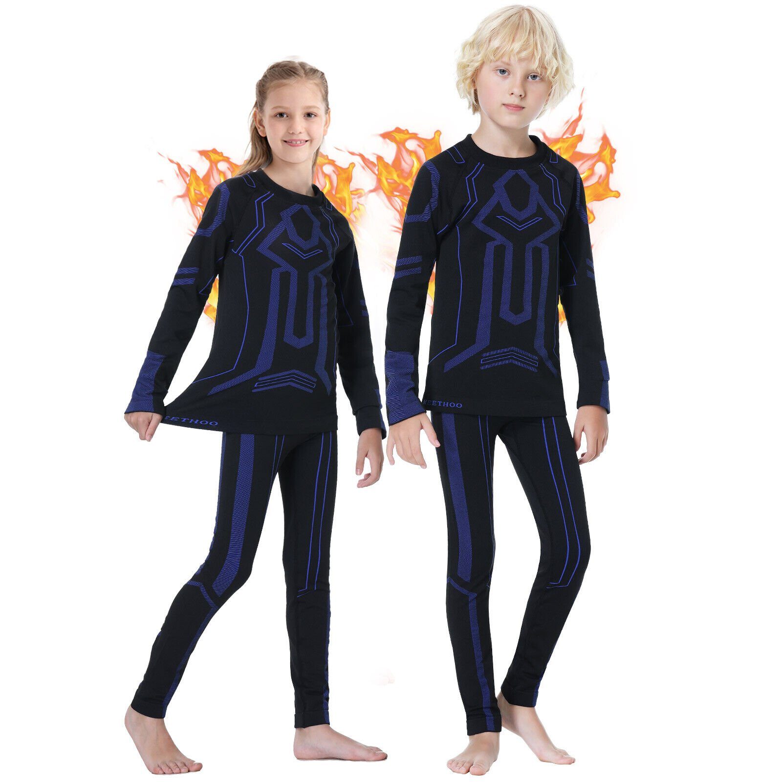 MEETYOO Thermounterhemd Kinder Thermounterwäsche (Funktionswäsche Set, Skiunterwäsche Jungen Sportunterwäsche) Atmungsaktiv Sport Fußball