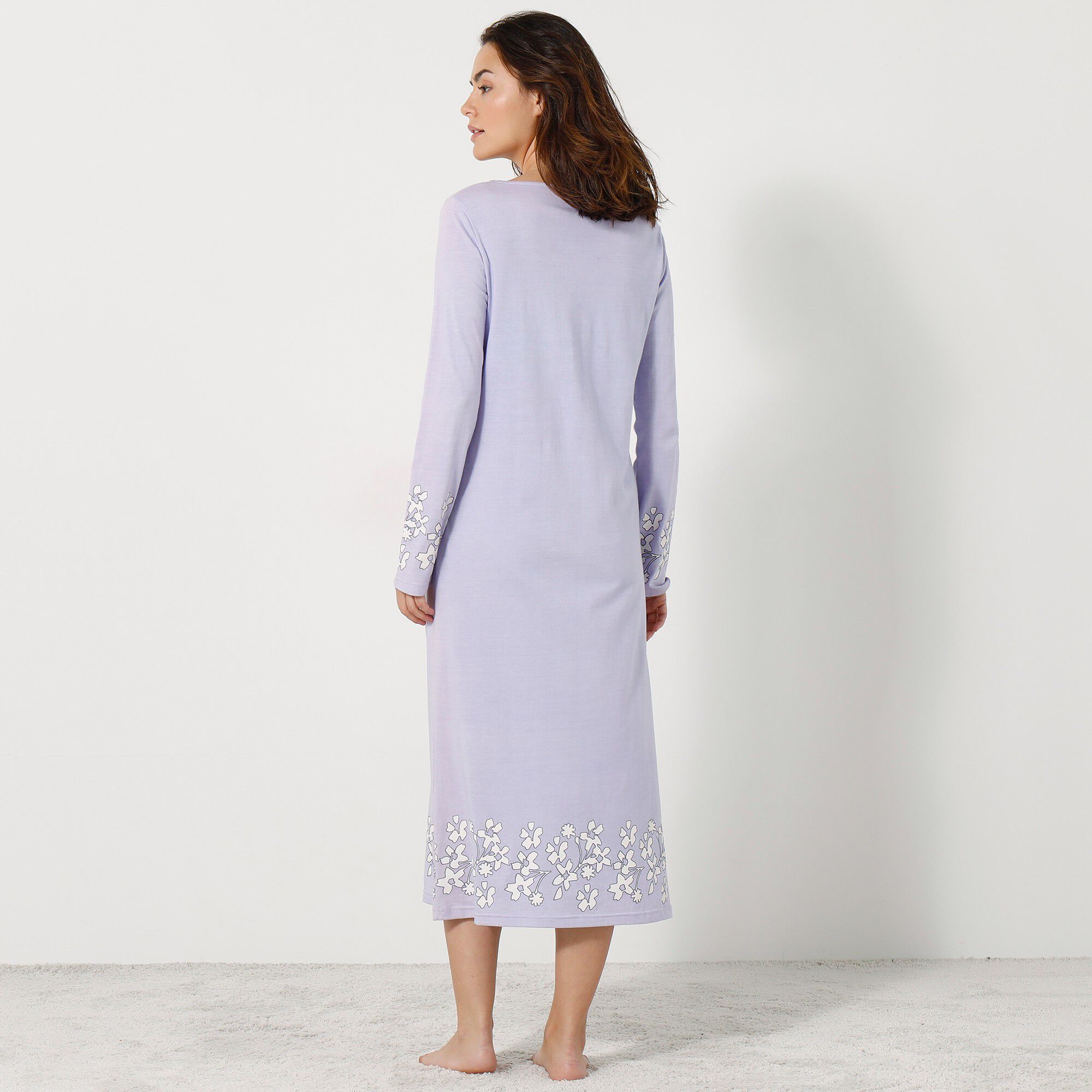 Chemise de nuit imprimée fleurie manches longues