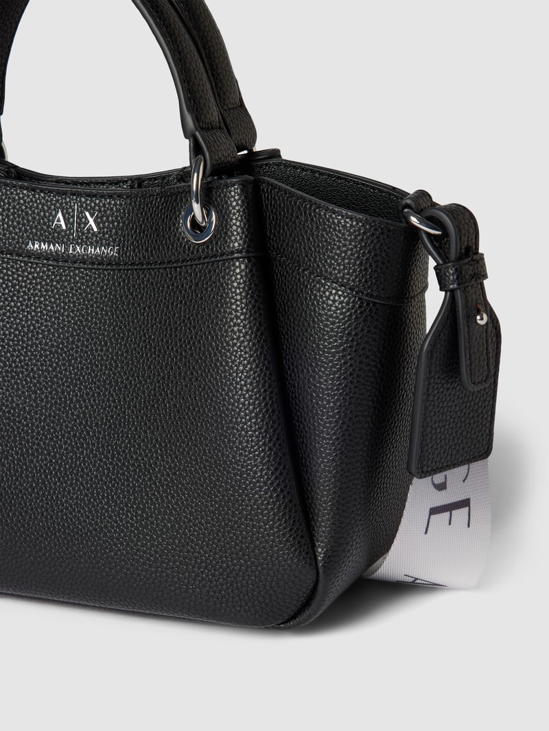 Tote Bag mit Label-Details Modell 'WAVE' in schwarz