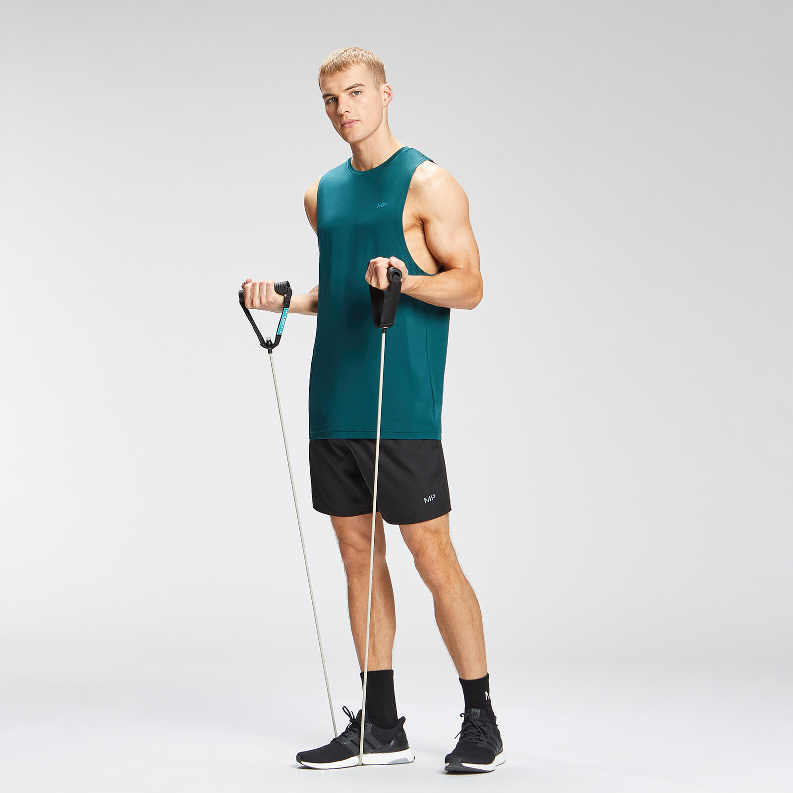 Débardeur à imprimé répétitif Graphic Training pour hommes – Bleu sarcelle foncé